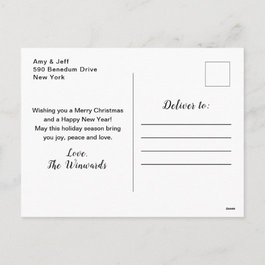 Roos Gold en zwarte tint, fijne kerst Feestdagenkaart (Achterkant)