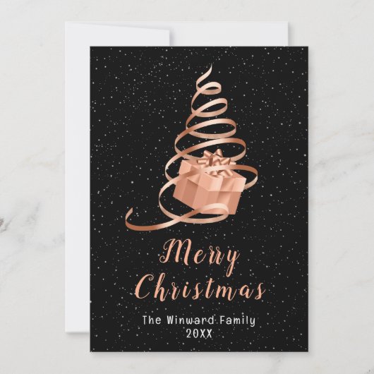 Roos Gold en zwarte tint, fijne kerst Feestdagenkaart (Voorkant)