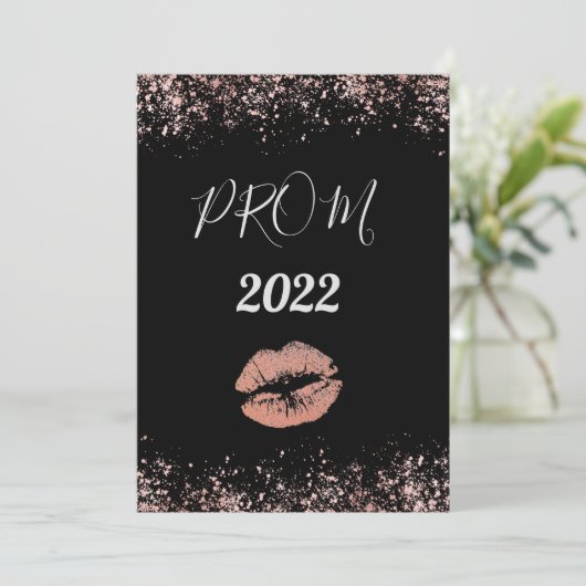 Roos Gold en zwarte uitnodiging (Staand voorkant)