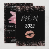 Roos Gold en zwarte uitnodiging (Voorkant / Achterkant)