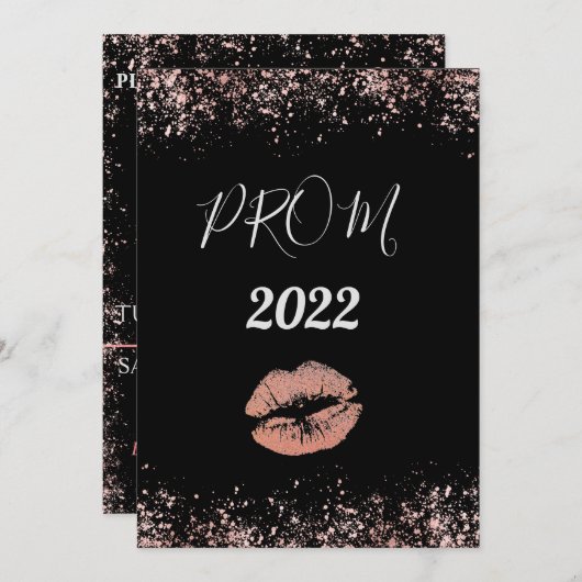 Roos Gold en zwarte uitnodiging (Voorkant / Achterkant)