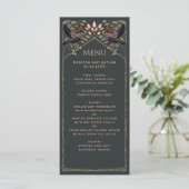 Roos Gold Enchanted Gothic Raven Wedding Flat Menu (Staand voorkant)