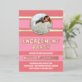 Roos Gold Engagement Party Foto Folie Uitnodiging (Staand Voorkant)