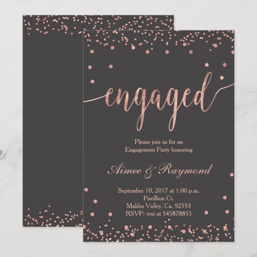 Roos Gold Engagement Party - Uitnodiging (Voorkant / Achterkant)