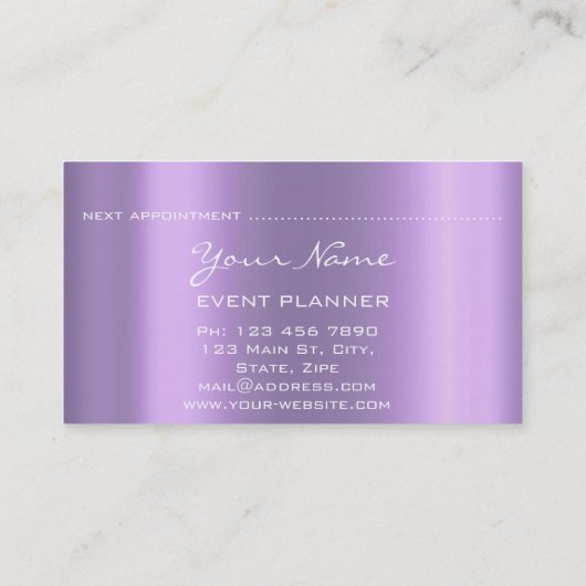 Roos Gold Event Planner BRUILOFT MAKE-UP Afsprakenkaartje (Achterkant)