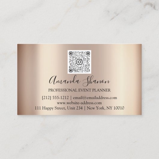 Roos Gold Event Planner QR CODE Logo Visitekaartje (Achterkant)
