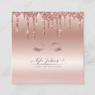 ROOS GOLD EYE LASHES DRIPPENDE GLITTER VIERKANTE VISITEKAARTJE