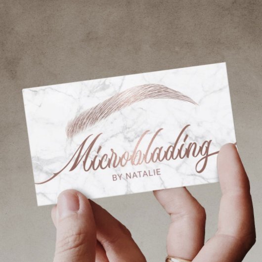 Roos Gold Eyebrow Salon Microblading Marmer Visitekaartje