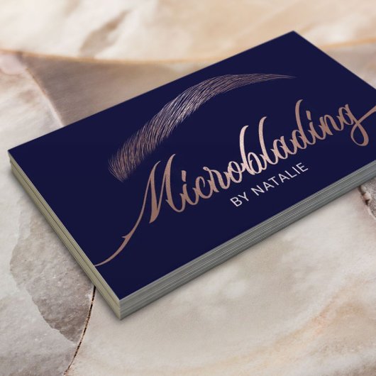 Roos Gold Eyebrow Salon Microblading Modern Navy Visitekaartje