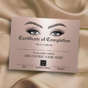 Roos Gold Eyelash-certificaat van voltooiing