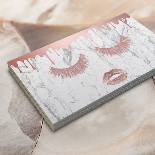 Roos Gold Eyelashes & Lips Marble Makeup Artist Visitekaartje