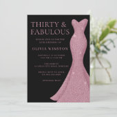 Roos Gold Fabulous Black Vrouwen 30e Verjaardag Kaart (Staand voorkant)