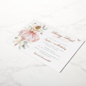 Roos Gold Fairy Eerste 1e Verjaardag Vlinder Folie Uitnodiging (Gedraaid)