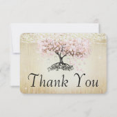 Roos Gold Fairy Lights Heart Leaf Tree Dank u Bedankkaart (Voorkant)