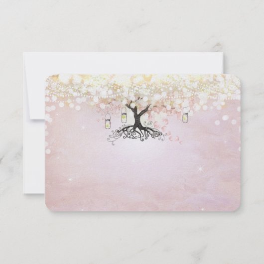 Roos Gold Fairy Lights Heart Leaf Tree Dank u Bedankkaart (Achterkant)