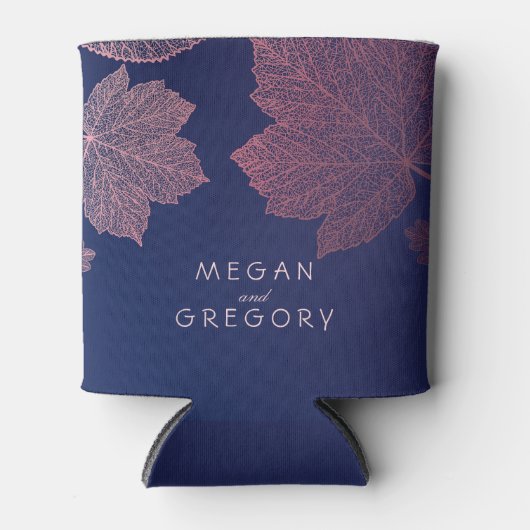 Roos Gold Fall laat Navy Blue rustieke bruiloft Blikjeskoeler (Voorkant)