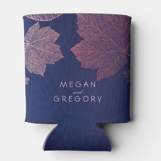 Roos Gold Fall laat Navy Blue rustieke bruiloft Blikjeskoeler (Achterkant)