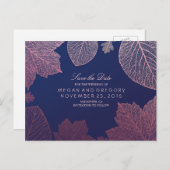 Roos Gold Fall Leaves Elegant Save the Date Aankondigingskaart (Voorkant / Achterkant)