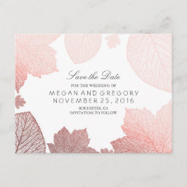 Roos Gold Fall Leaves Elegant Save the Date Aankondigingskaart