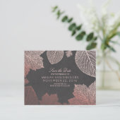Roos Gold Fall Leaves Elegant Save the Date Aankondigingskaart (Staand voorkant)