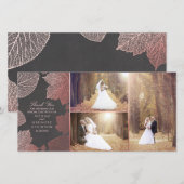 Roos Gold Fall Leaves Weduwfoto Hartelijk dank Bedankkaart (Voorkant / Achterkant)