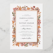 Roos Gold Fall Wedding Folie Uitnodiging (Voorkant)