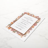 Roos Gold Fall Wedding Folie Uitnodiging (Gedraaid)