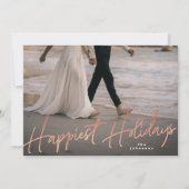 Roos Gold Family Happy Holiday Foto Feestdagenkaart (Voorkant)