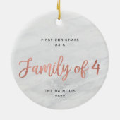 Roos Gold Family van vier gepersonaliseerde Faux M Keramisch Ornament (Achterkant)