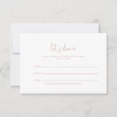 Roos Gold Fancy Script Wedding Song-aanvraagkaart RSVP Kaartje (Voorkant)