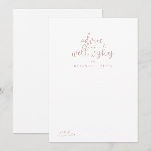 Roos Gold Fancy Script Wedding Well Wwish Advieskaart (Voorkant / Achterkant)