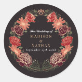 Roos Gold Fantasy Enchanted Floral Garden Wedding Ronde Sticker (Voorkant)