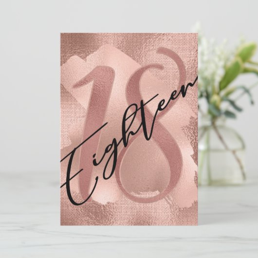 Roos Gold Faux Foil 18th Birthday Kaart (Staand voorkant)