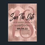 Roos Gold Faux Foil 18th Birthday Save the Date Briefkaart<br><div class="desc">Chic,  trendy 18th verjaardagsfeestje sparen het datum briefkaart. Het ontwerp is voorzien van een gouden achtergrond met roos gouden achtergrond met roos gouden foilslag,  typografische script behalve datum en nummer 18. Pas verder aan met partijdetails.</div>