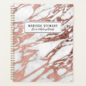 Roos Gold Faux Foil en White Marble Pattern Planner (Voorkant)