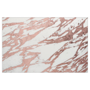 Roos Gold Faux Foil en White Marble Pattern Stof