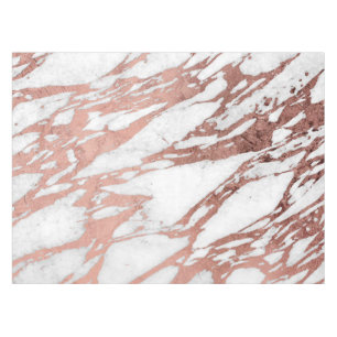 Roos Gold Faux Foil en White Marble Pattern Tafelkleed