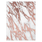 Roos Gold Faux Foil en White Marble Pattern Tafelkleed (Voorkant)