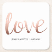 Roos Gold Faux Foil Love Kartonnen Onderzetters (Voorkant)
