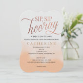 Roos Gold faux Foil, Sip Hooray Baby shower Kaart (Staand voorkant)