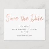 Roos Gold Faux Foil Sla de datum op Briefkaart (Voorkant)