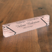 Roos Gold Faux Foil Stripped Girly Naambordje (Zijkant)