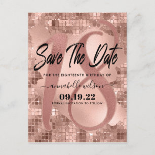 Roos Gold Faux Folie 18e Verjaardag Save The Date Briefkaart