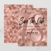 Roos Gold Faux Folie 18e Verjaardag Save The Date Briefkaart (Voorkant / Achterkant)