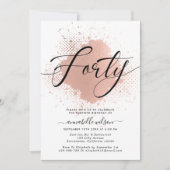 Roos Gold Faux Folie 40e verjaardag Kaart (Voorkant)