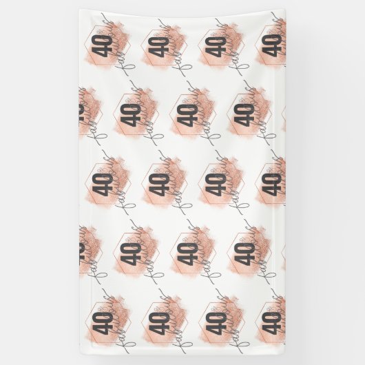 Roos Gold Faux Folie 40e verjaardag Stap en herhaa Spandoek (Verticaal)