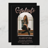 Roos Gold Faux Folie Arch Lijst Foto Afstuderen Aankondiging (Voorkant / Achterkant)