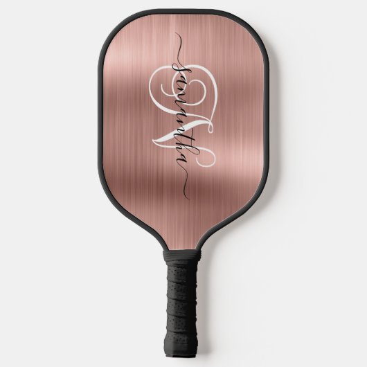 Roos Gold Faux Folie Curly Monogram Pickleball Paddle (Achterkant)