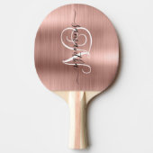 Roos Gold Faux Folie Curly Monogram Tafeltennisbatje (Voorkant)