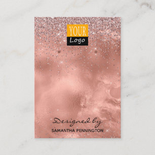 Roos Gold Faux-folie en Logo met glitter Visitekaartje